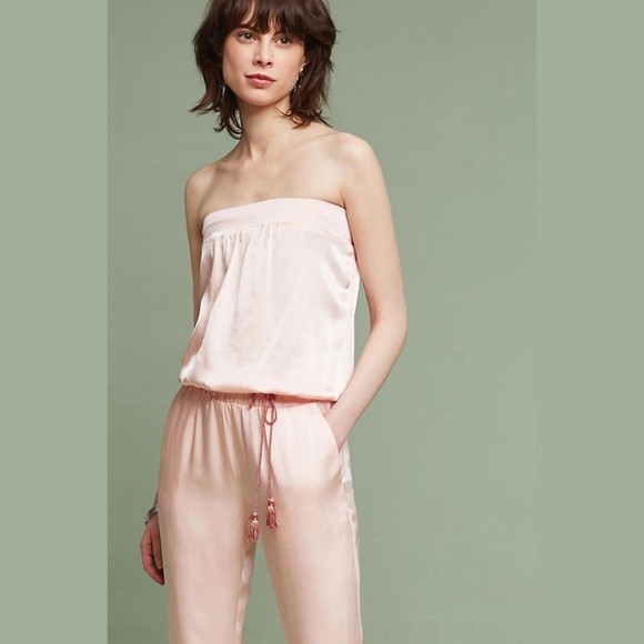 Anthropologie Drew Jumpsuit Pink Strapless Shimmer - Picture 3 of 8